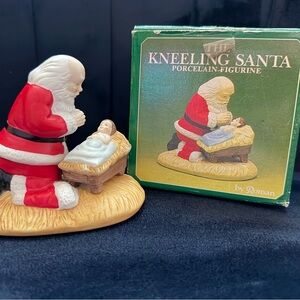 Roman Inc. “The Kneeling Santa” Porcelain Figurine (1983) w/ Box
